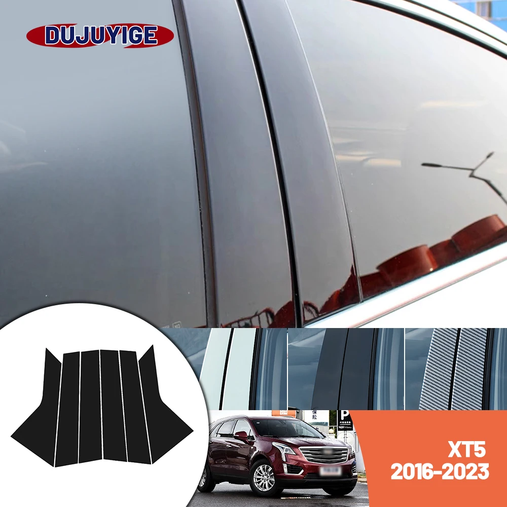 

Bright black carbon fiber door and window B C Pillar sticker suitable For Cadillac XT5 2016-2023 2017 2018 2019 2020 2021