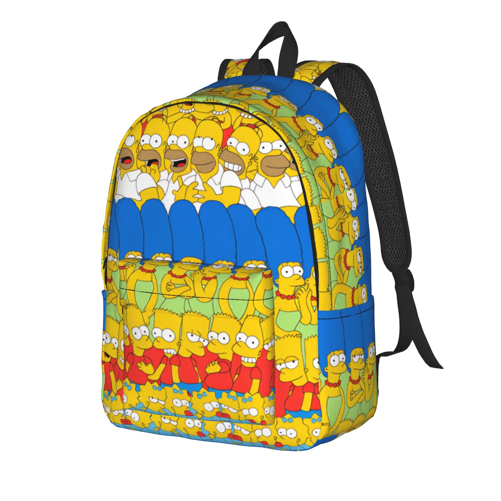 S-Simpsons Characters Group Photo Backpack  Sport Backpacks Boy Colorful Breathable School Bags Kawaii Rucksack