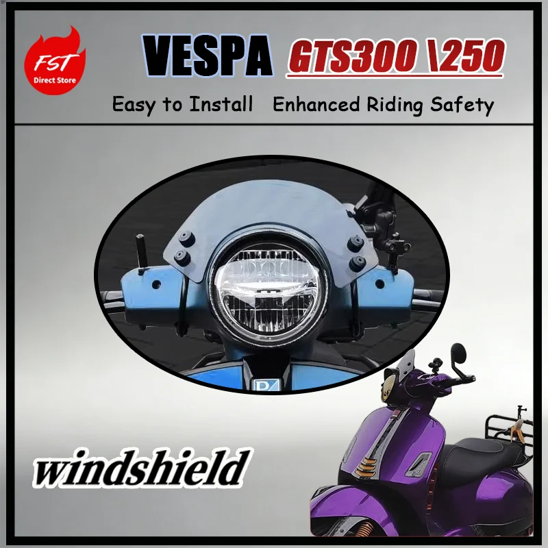 

FOR Vespa Spring 150 GTS300 Short Small Windshield Premium Molded Fit Lightweight Structure Reduces Weight Motorcycle Accessory