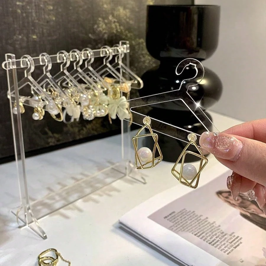 

1 компл./2 комплекта акриловых креативных вешалок для ювелирных изделий, вешалки для сережек в форме вешалок, милый подарок для женщин и девочек, декор для домашнего магазина