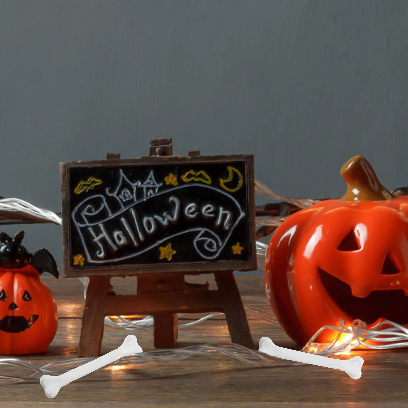 12 piezas de huesos falsos de juguete, decoraciones simuladas, plástico blanco disperso para Halloween