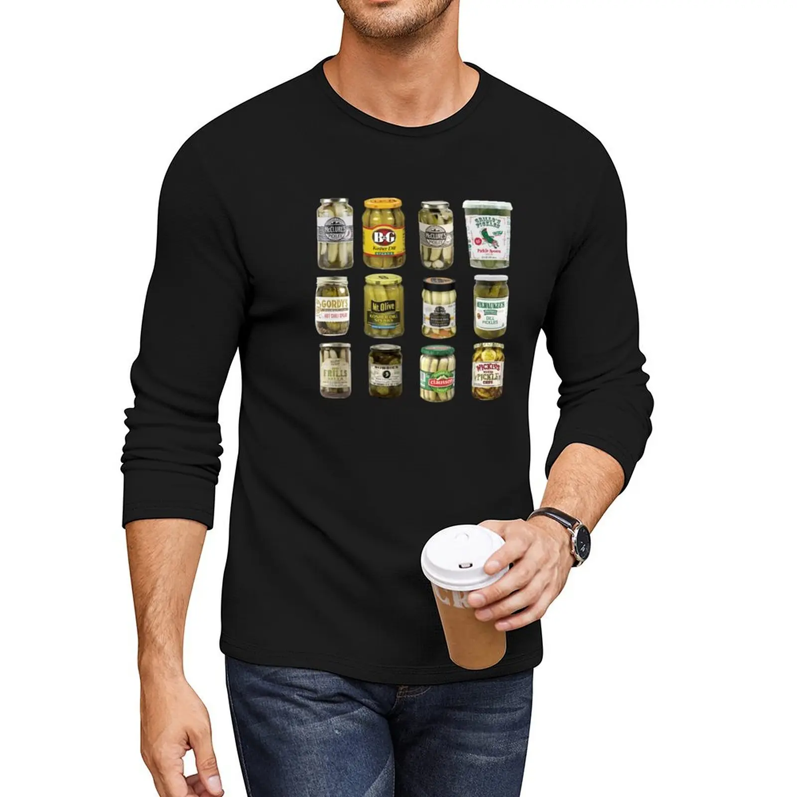 Vintage Canned Pickles Long T-Shirt tops custom t shirts plus size t shirts mens vintage t shirts