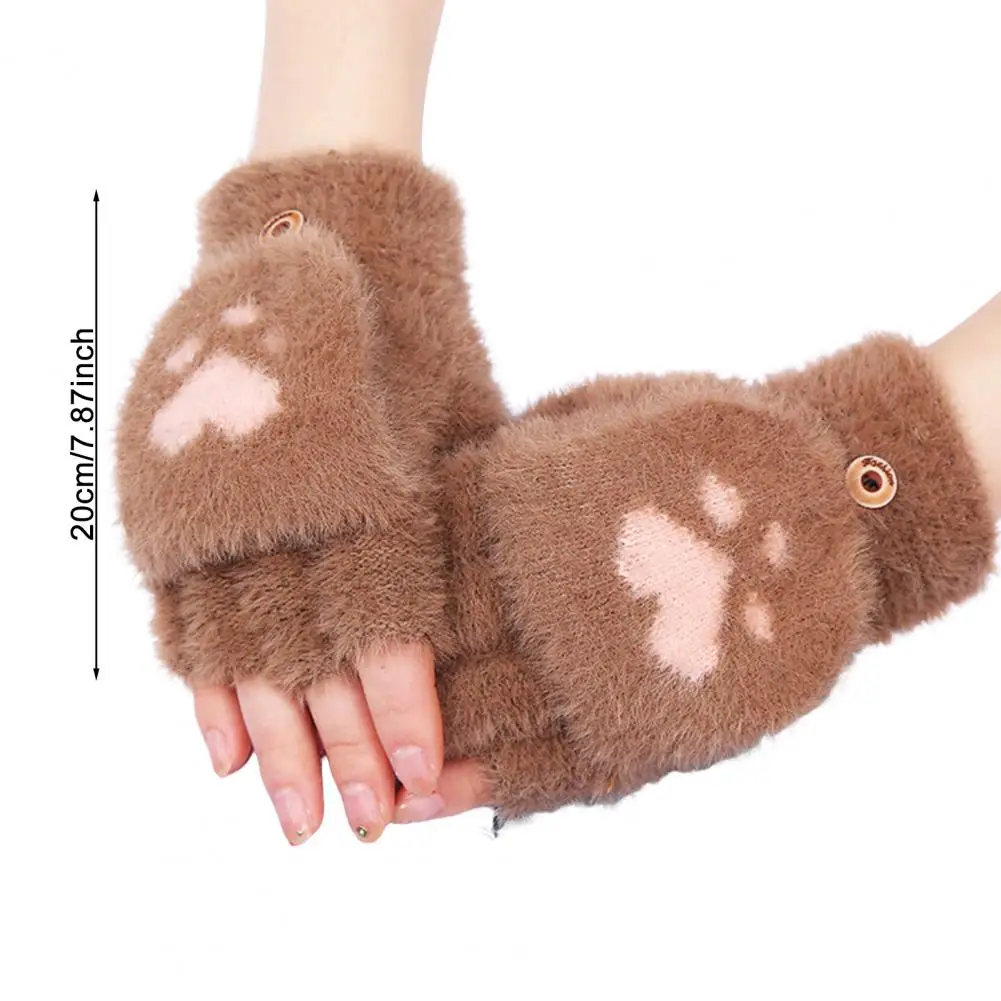 Fuzzy Fingerless Gloves Fuzzy Mittens with Flip Covers Warm Fingerless Gloves for Women Soft Half Finger Winter for Outdoor