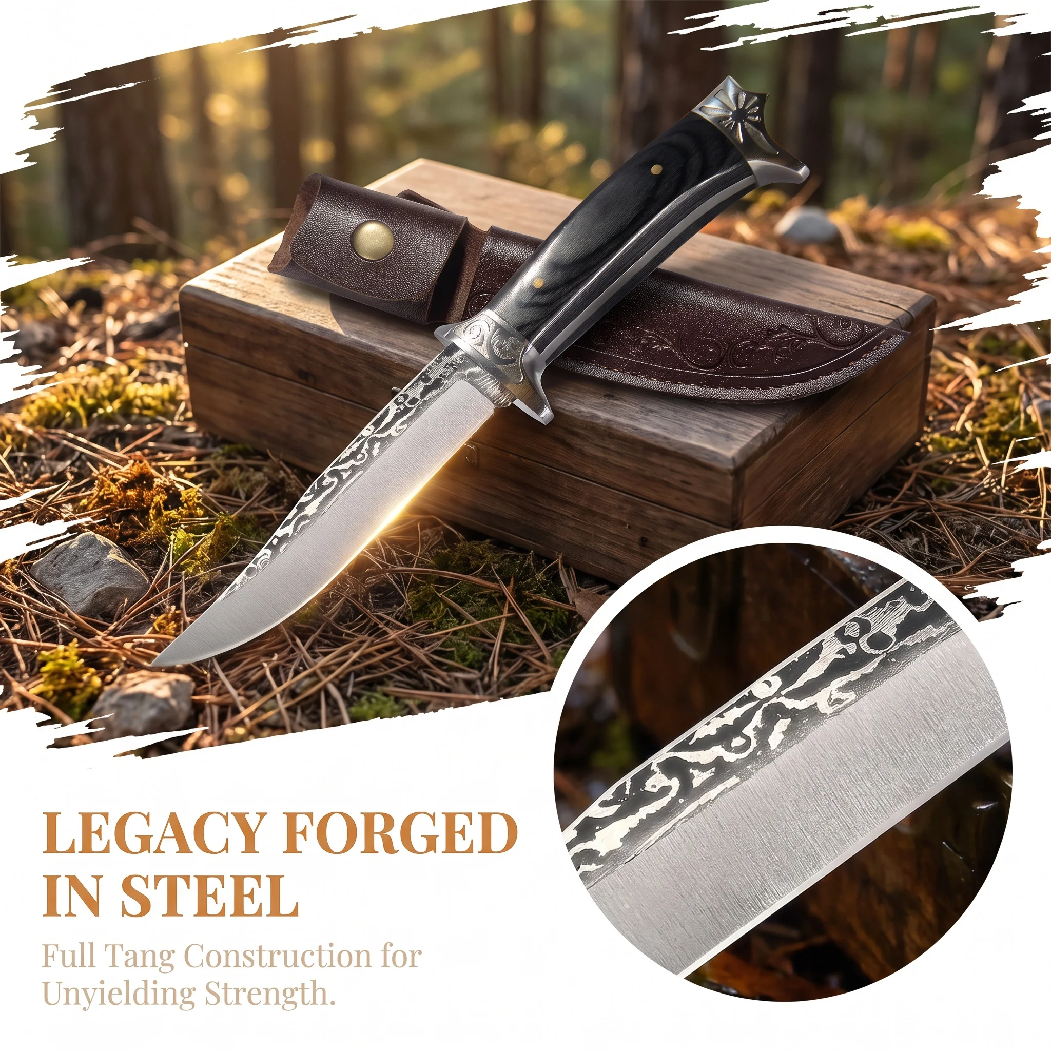 Vintage Collectible Knives - Faca Utilitária de Lâmina Fixa Forjada