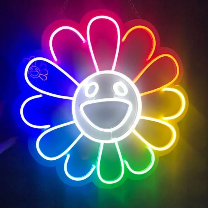 Sun Flower Neon Sign Flex Led Neon Light Sign Led Text Custom Party Wedding Led Neon Sign Home Room Decoration