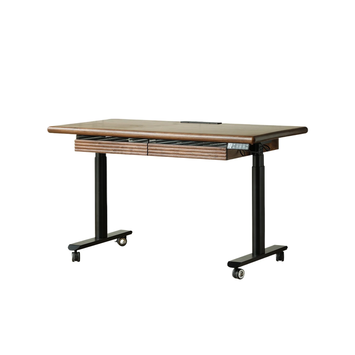 LMM Electric Lifting Table Movable Solid Wood Workbench Learning Desk