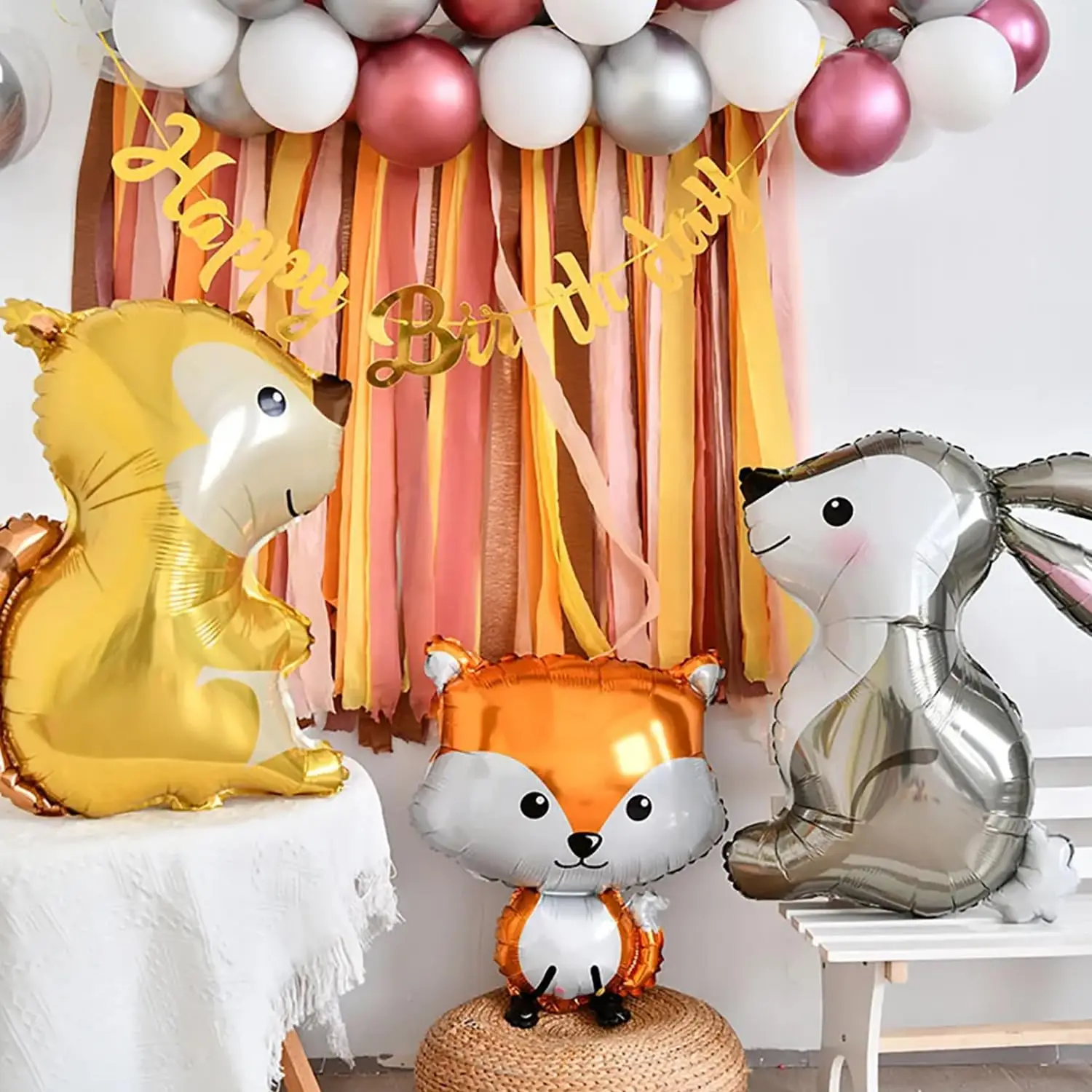 Jungle Wildlife Aluminiumfolienballon, süßer Fuchs-Igel-Bär-Ballon, Geburtstagsparty-Dekoration, Waldparty, Kindergeschenk – Detail 3