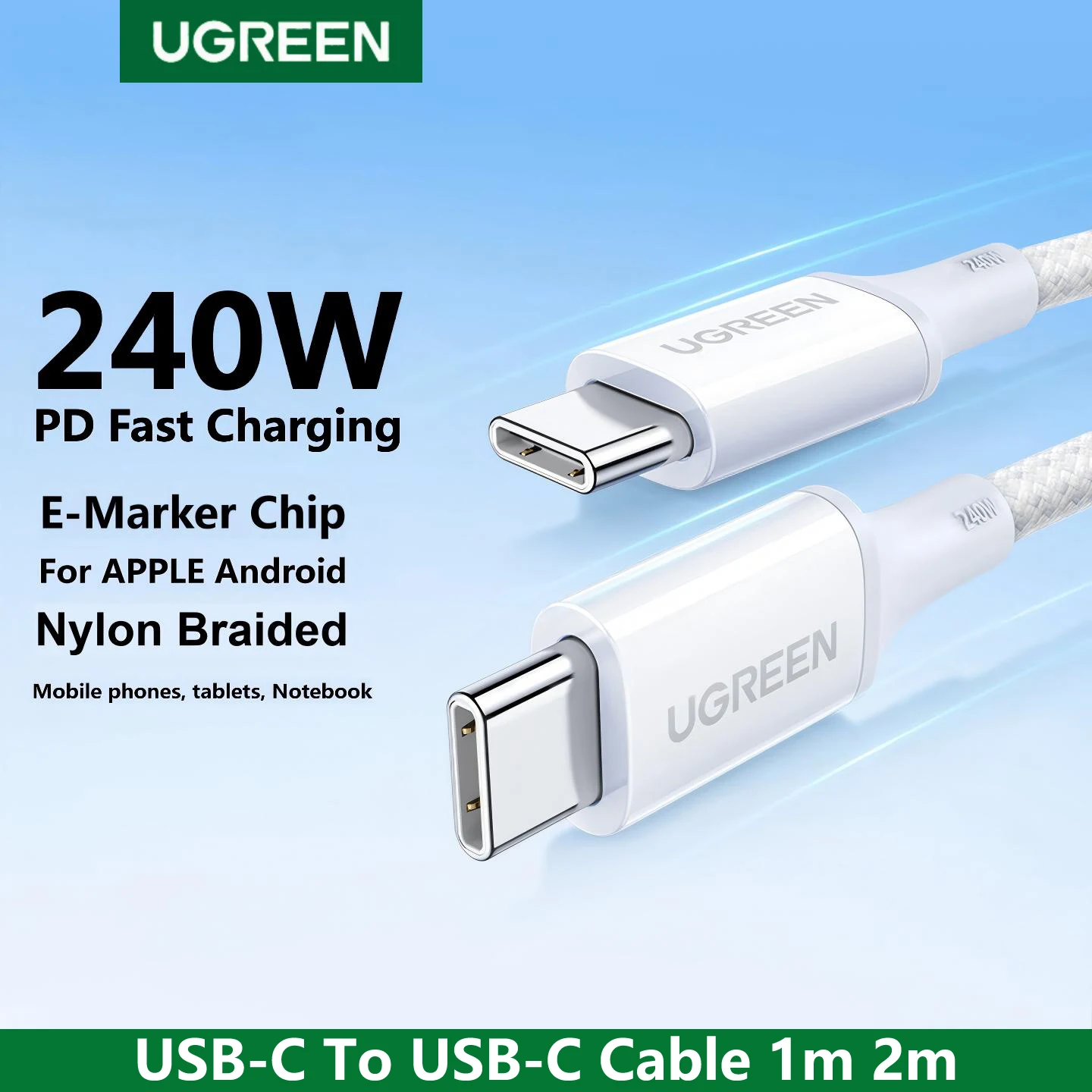 UGREEN 240W USB Type C To Type C Cable 100W PD 3.1 Fast Charging Charger For APPLE iPhone iPad Macbook Samsung Android notebook