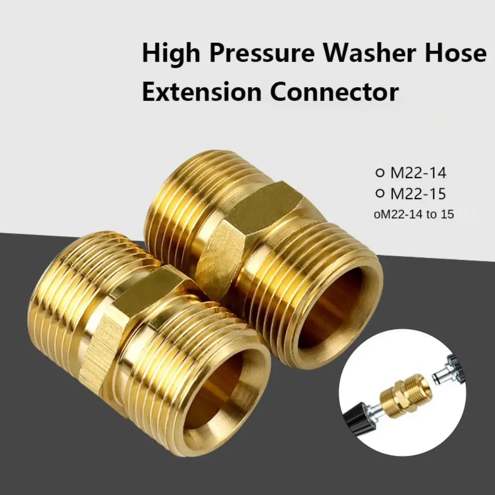 Brass Hose Extension Connector Adapter M22 14mm Gold Male Fitting Hose Coupler Adaptor M22-14 to 15mm M22 15mm