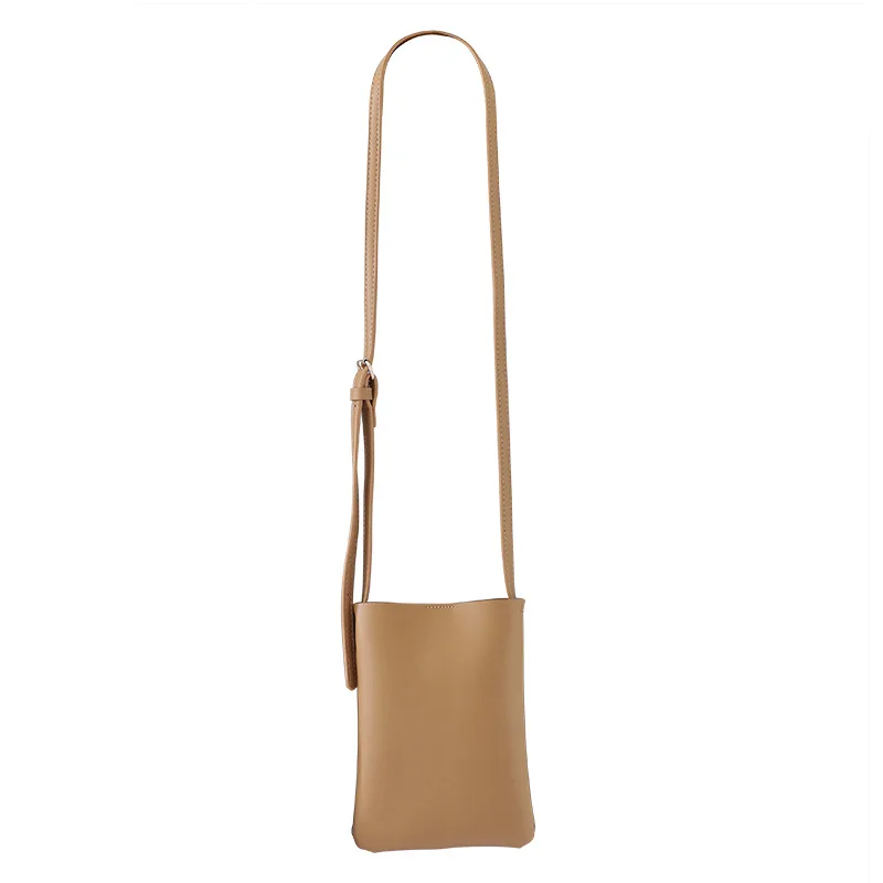 Bolso de hombro pequeño artístico para mujer, bolsa de teléfono móvil de cuero suave Simple, un solo hombro, PU, informal, Retro, Color sólido, japonés