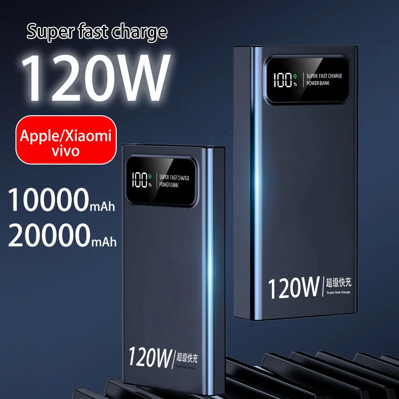 120W super fast charging 10000/20000mAh portable external battery provides mobile power for Apple Xiaomi Huawei mobile phones