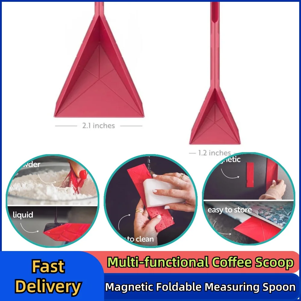 2 in 1 Kitchen Gadget Foldable Measuring Spoon Kitchen Tool Multi-functional Coffee Scoop Flat Design Compact and Convenient