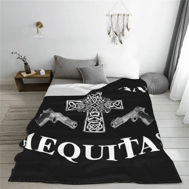 Veritas Aequitas Blanket Quilt On Couch High-Quality Faux Fur Throw Sofa Decorative