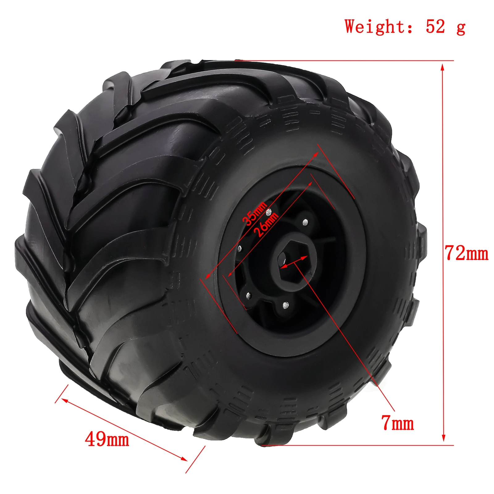 Remote Control Crawler Rubber Car Silvery Tires 4PCS 72*49mm Replacement for Axial SCX24 FMS FCX24 AX241/24 Remote Control Truck