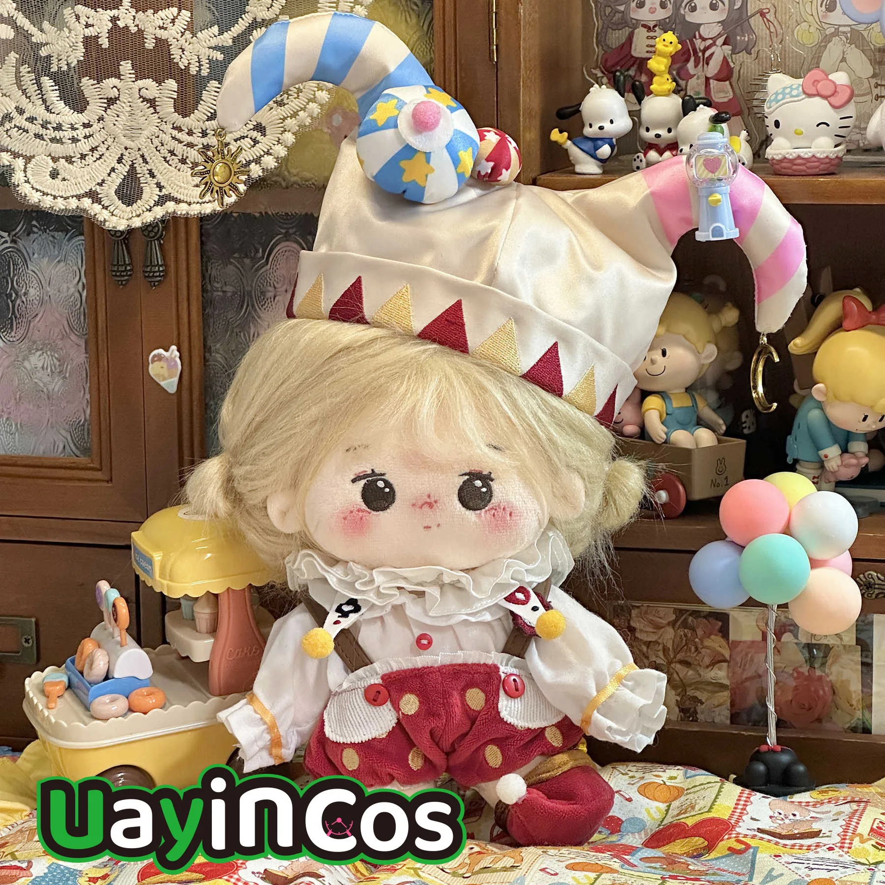 20cm Doll Clothes Clown Adventure Circus Troup Hat Shirt Pants Costume Suit Stuffed Plushies  Doll Accessories Anime Toy Kids