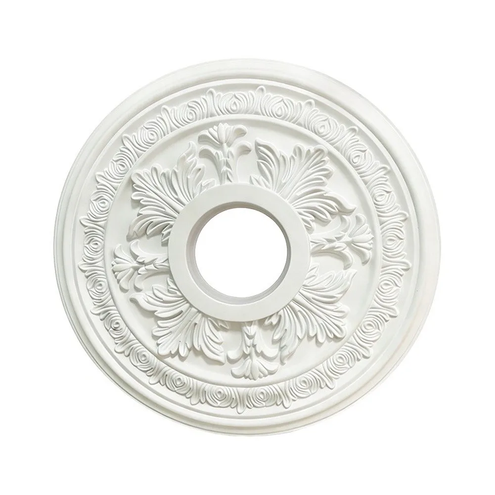 39cm Outer 10cm Inner White PU Ceiling Decorative Cover Circular Light Fixture Canopy Vintage Style Home Decor