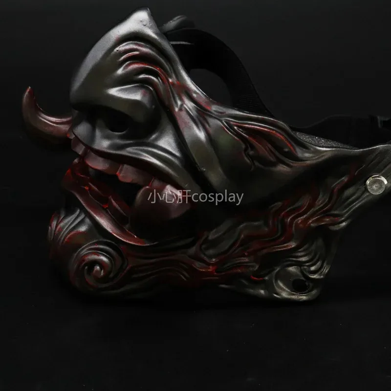 Cy Demon Fangya Prajna Cosplay Mask, Halloween Devil Oni Samurai Ghost Horror Mask, Hard Resin Face Masks, Unisex Adult Party Pr