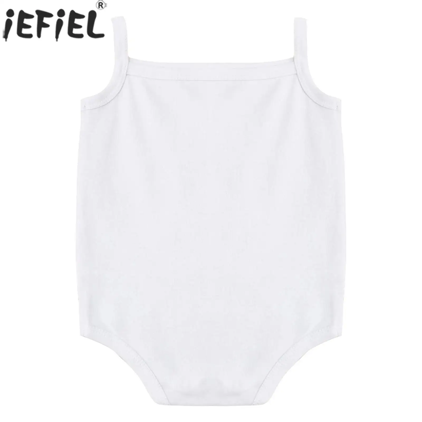 Infant Girls Summer Casual Spaghetti Strap Romper Sleeveless Solid Color Cotton Bodysuit Daily Beach Holiday Picnic Home Wear
