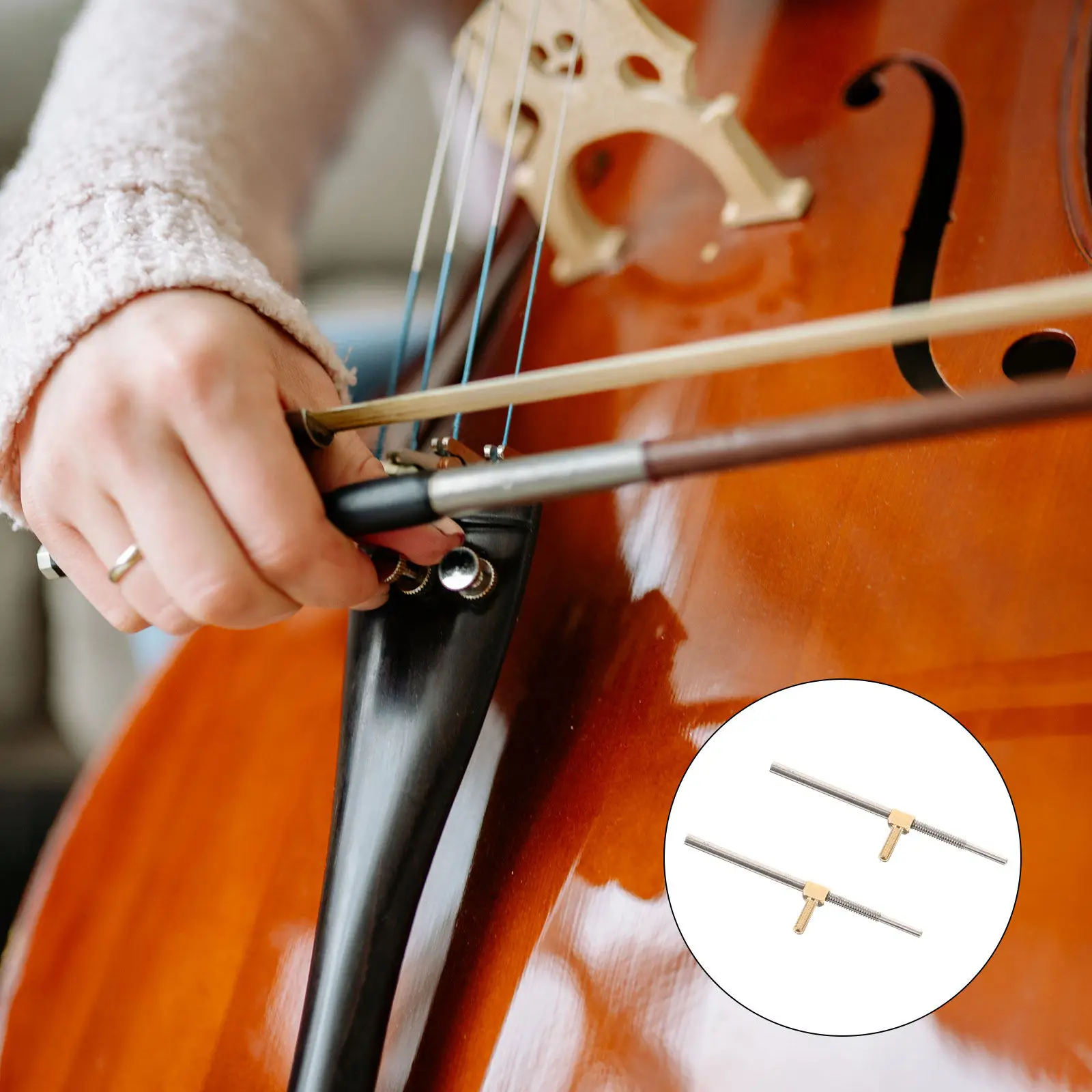 2Pcs Metal Cello Bow Screw Sturdy Replacement Cello Bow Frog Part Instrument Repair Accessories Instrument Accessories
