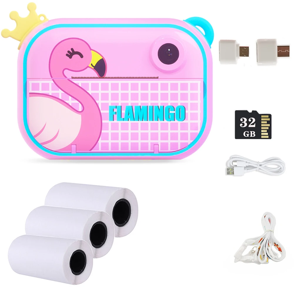 Kids Instant Print Camera 1080P HD Children's Digital Camera With Thermal Photo Paper Girl's Toys Camera Boy's Birthday Gifts