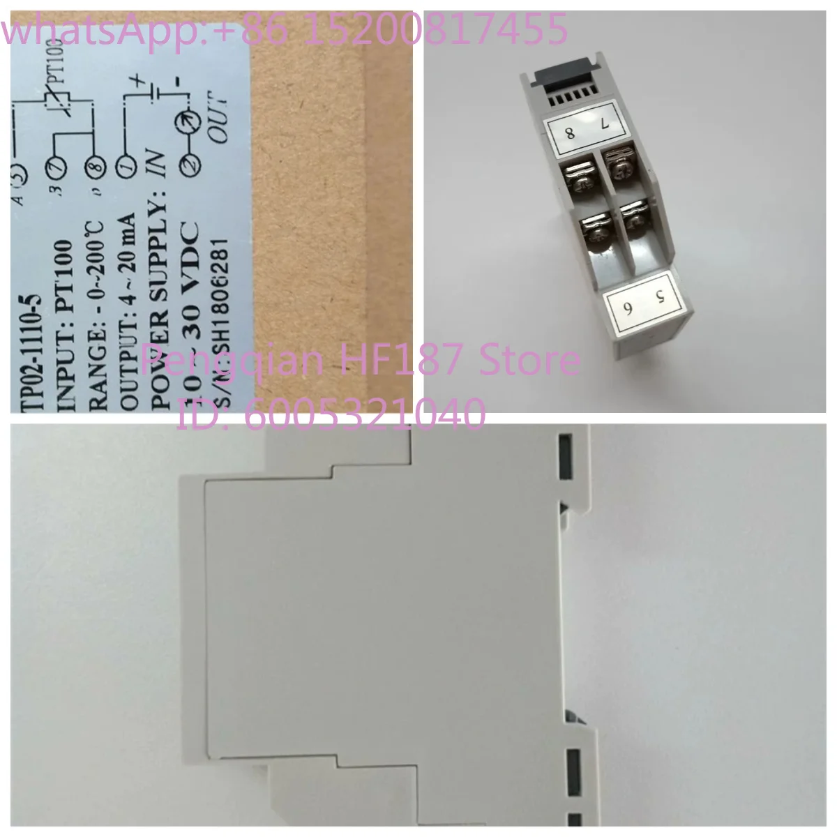 E/YC temperature transmitter TP02-1110-5 PT100 input 0-200 degree 4-20MA rail installation