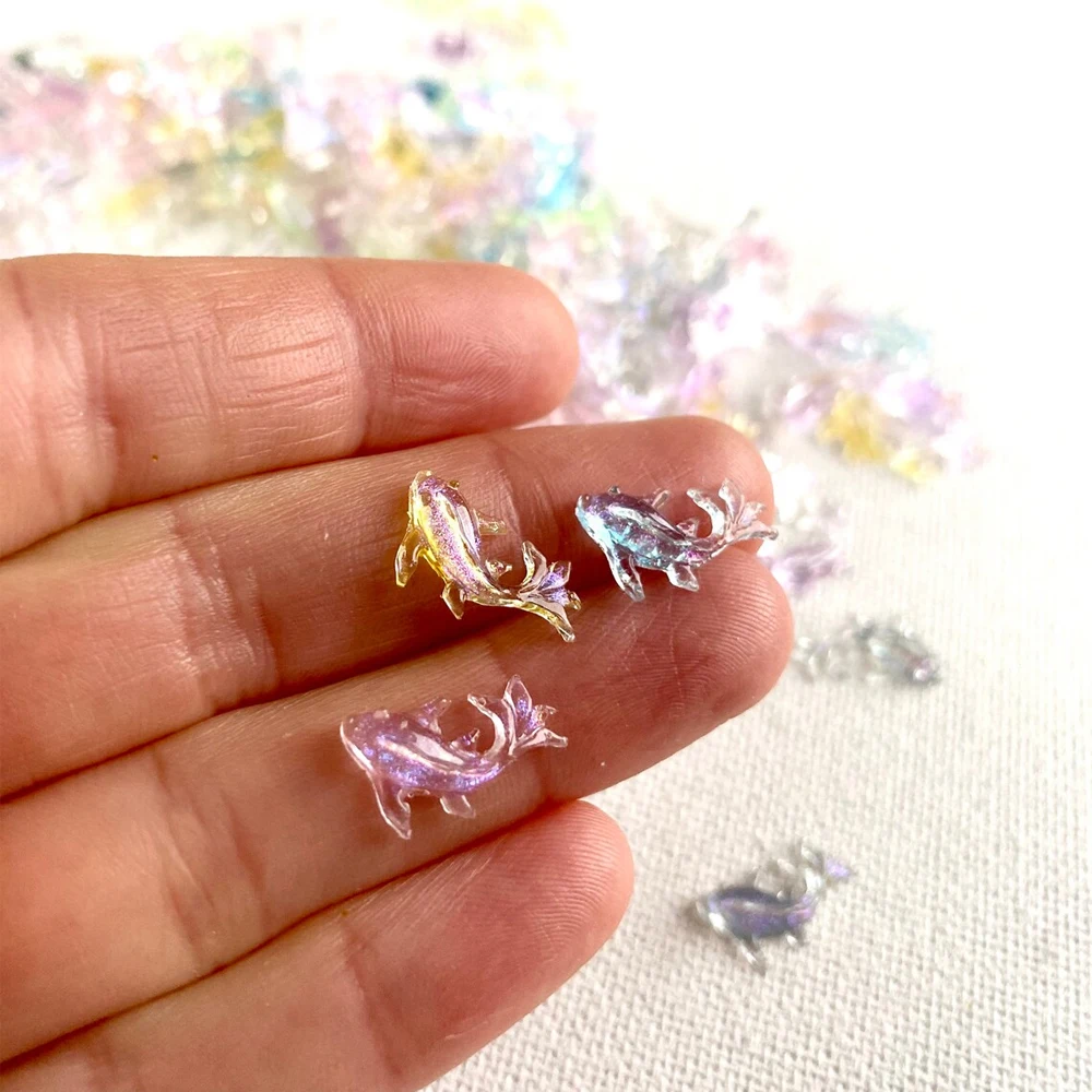 10/20pcs Mini Goldfish Pastel Pearl Translucent Miniatures, Kawaii Flatback Charms, DIY Craft Decoration, Random Mix Colors