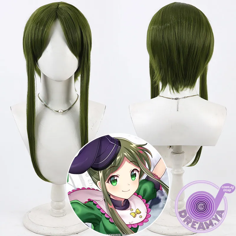

Teireida Mai Cosplay Wig Touhou Project Green Short Synthetic Hair Heat Resistant Halloween Role Play Party Carnival + Wig Cap