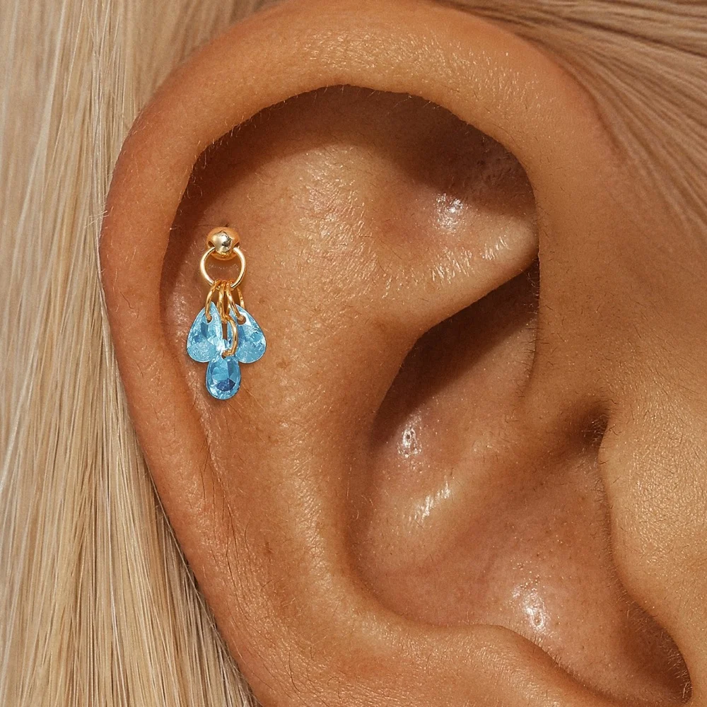 ROXI 925 Sterling Silver Blue WaterDrop/Horse eye/Eight Pointed Star Zircon Earring Set For Women 3 piece Earring Party Jewelry