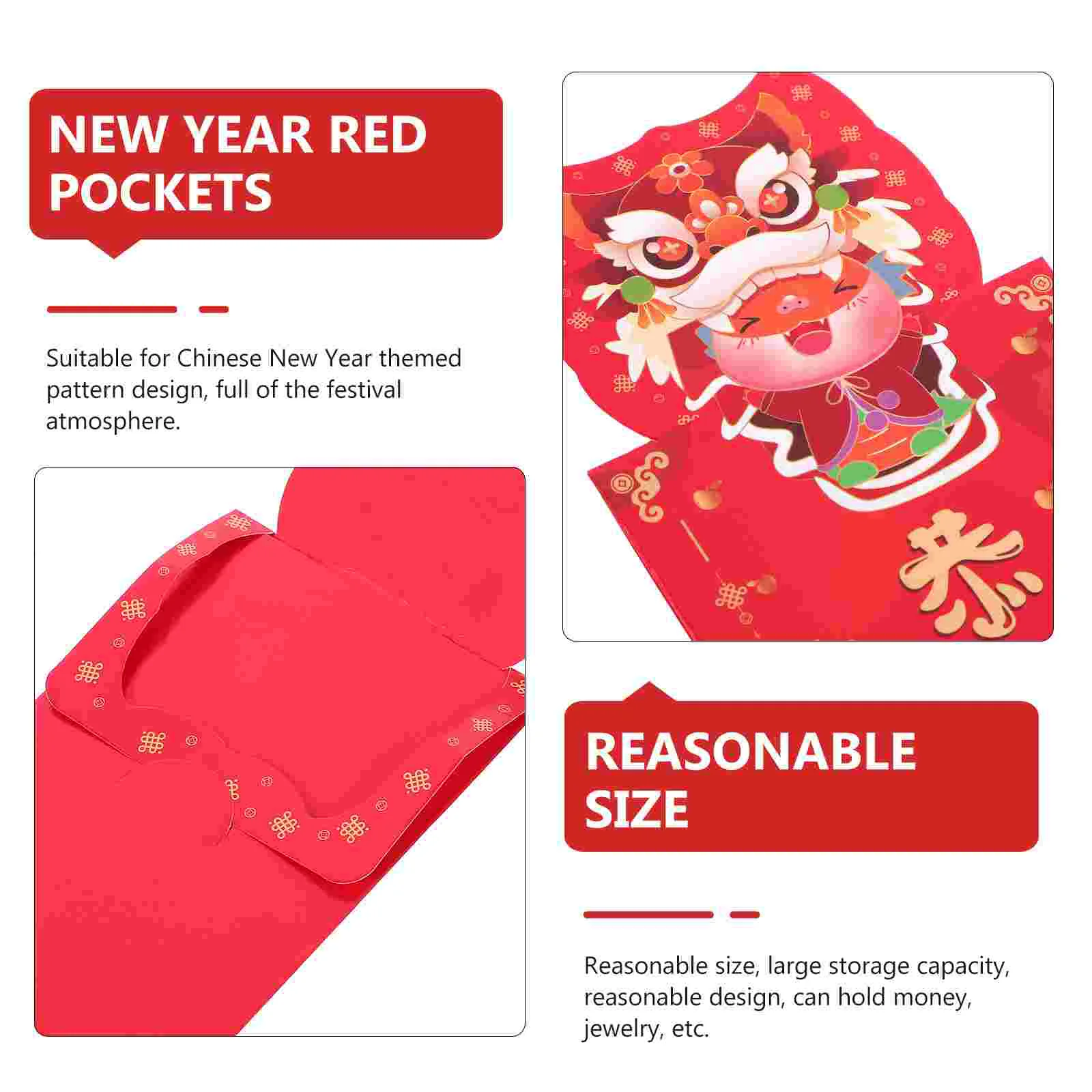 1 Set Spring Festival Cartoon Couplets New Year Door Decor Dragon Year Couplets Red Packet Set festival supplies