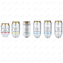 4X 10X 20X 40X 60X 100X Semi Plan Achromatic Objectives Biological Microscope EP Lens RMS Thread 160/0.17 195mm