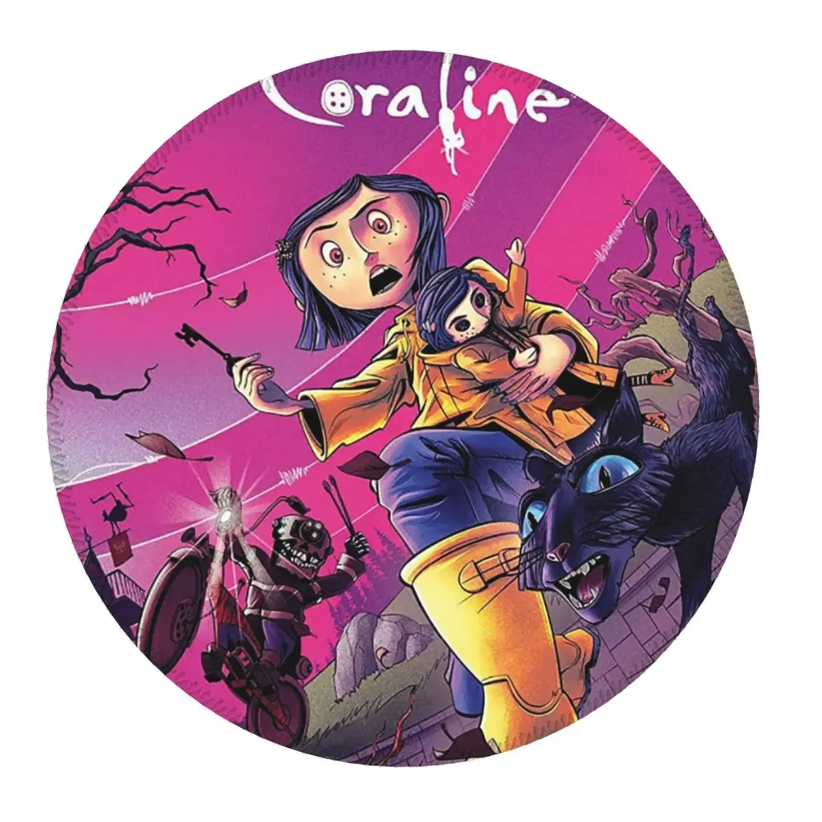 Enchanted Coralines Animation Round Mouse Pad Computer Keyboard Mouse Mat Gaming Laptop Desk Mat Office Table Mats
