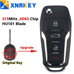 XNRKEY Upgraded Flip Remote Key 4D63 Chip 315Mhz for Ford  Escape Focus C-Max Transit Car Key with HU101 Blade FCC: OUCD6000022