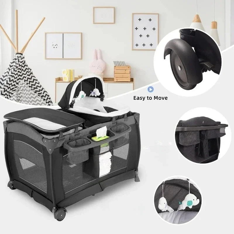 

Authenticity guarantee.Playard Portable Foldable Playpen for Baby and Toddler Portable Crib Mattress Diaper Changer for born (Gr