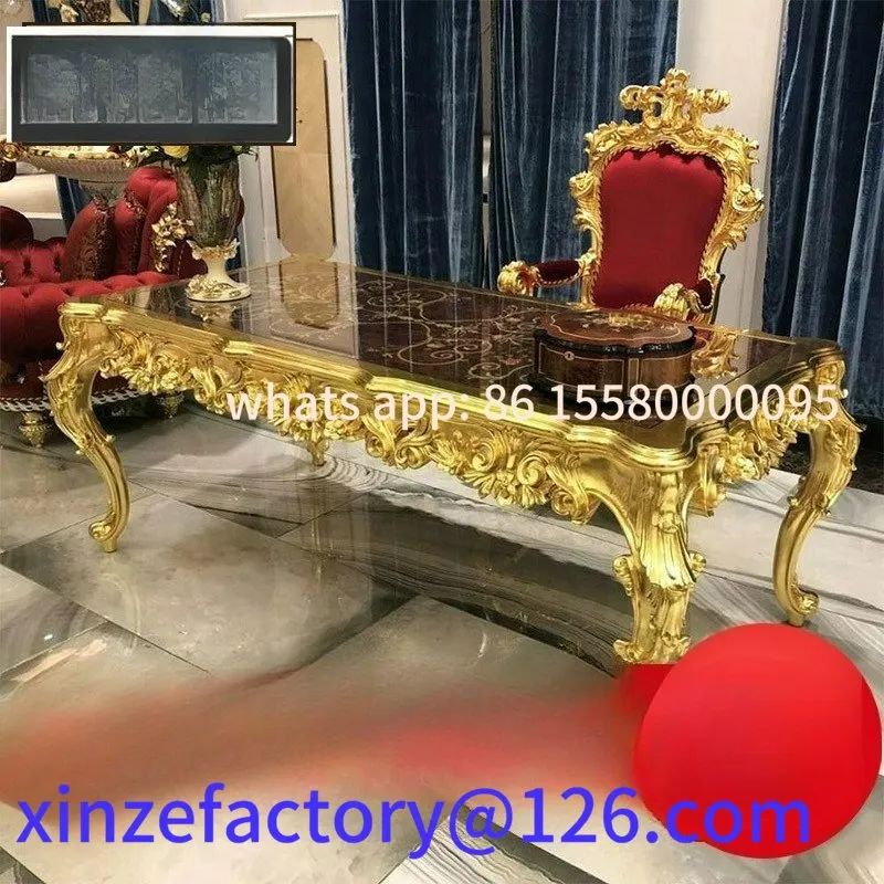 

Customizable European luxury solid wood desk French court fabric villa large apartment furniture