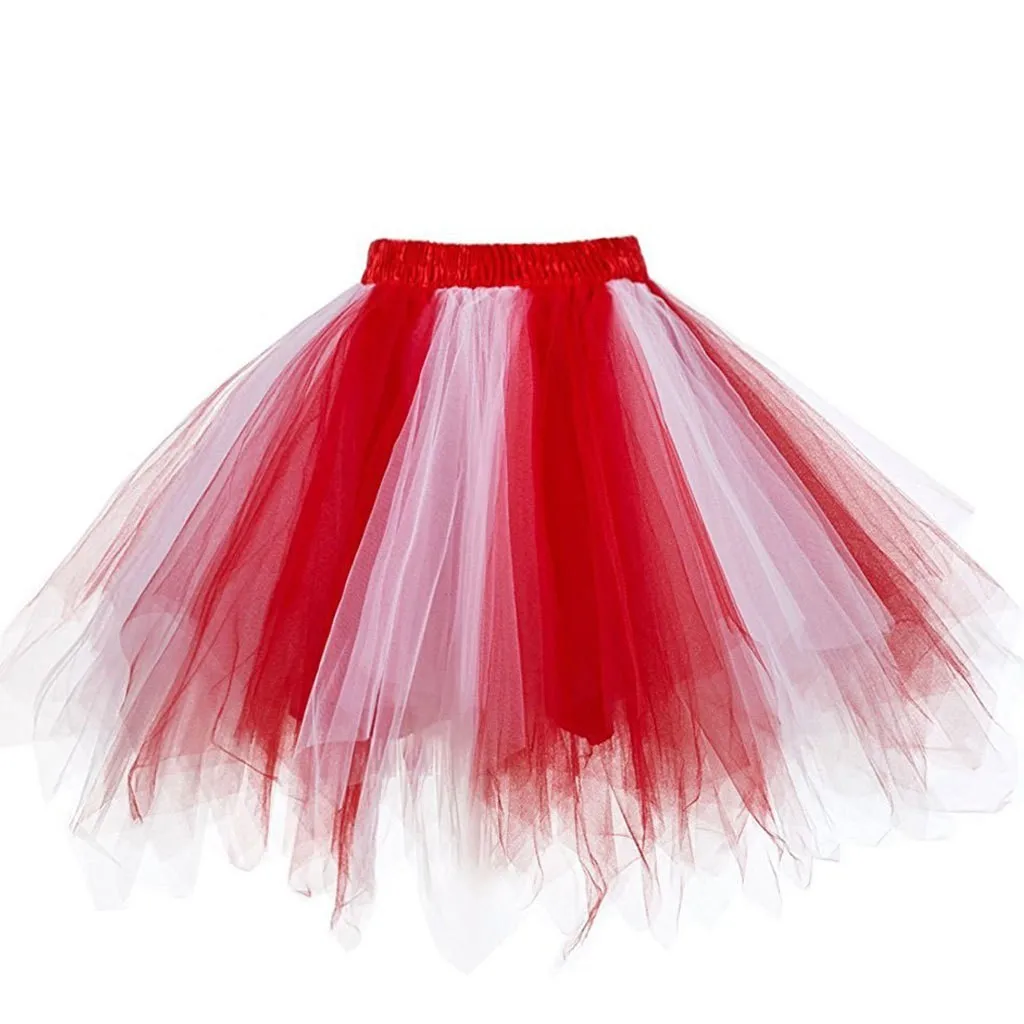 Princess Midi Fairy Tulle Skirt Pleated Dance Tutu Skirts Womens Lolita Petticoat Jupe Tulle Femme Party Puffy Skirts Adult