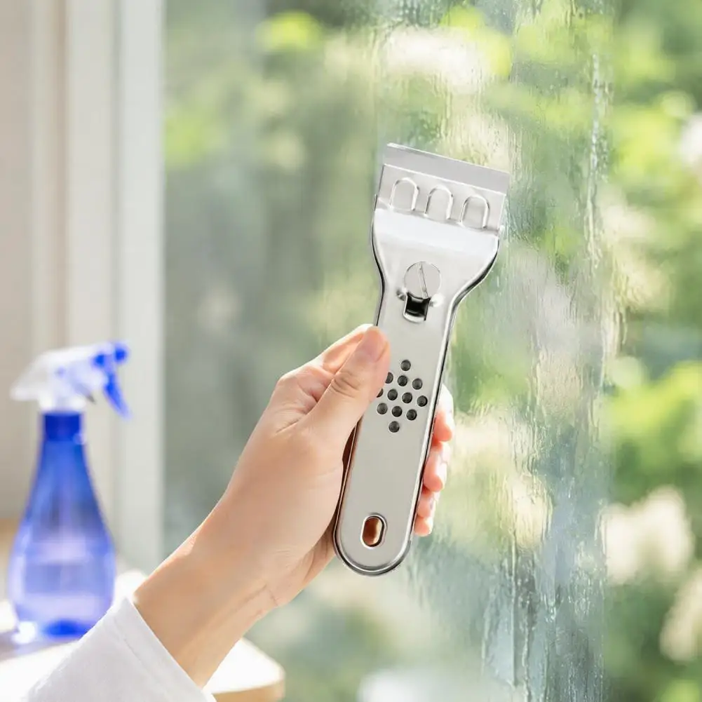 Cleaning Spatula with Replaceable Blade Multi Surface Stainless Steel Scraper Multifunction Cleaning Tool for Glass Windows