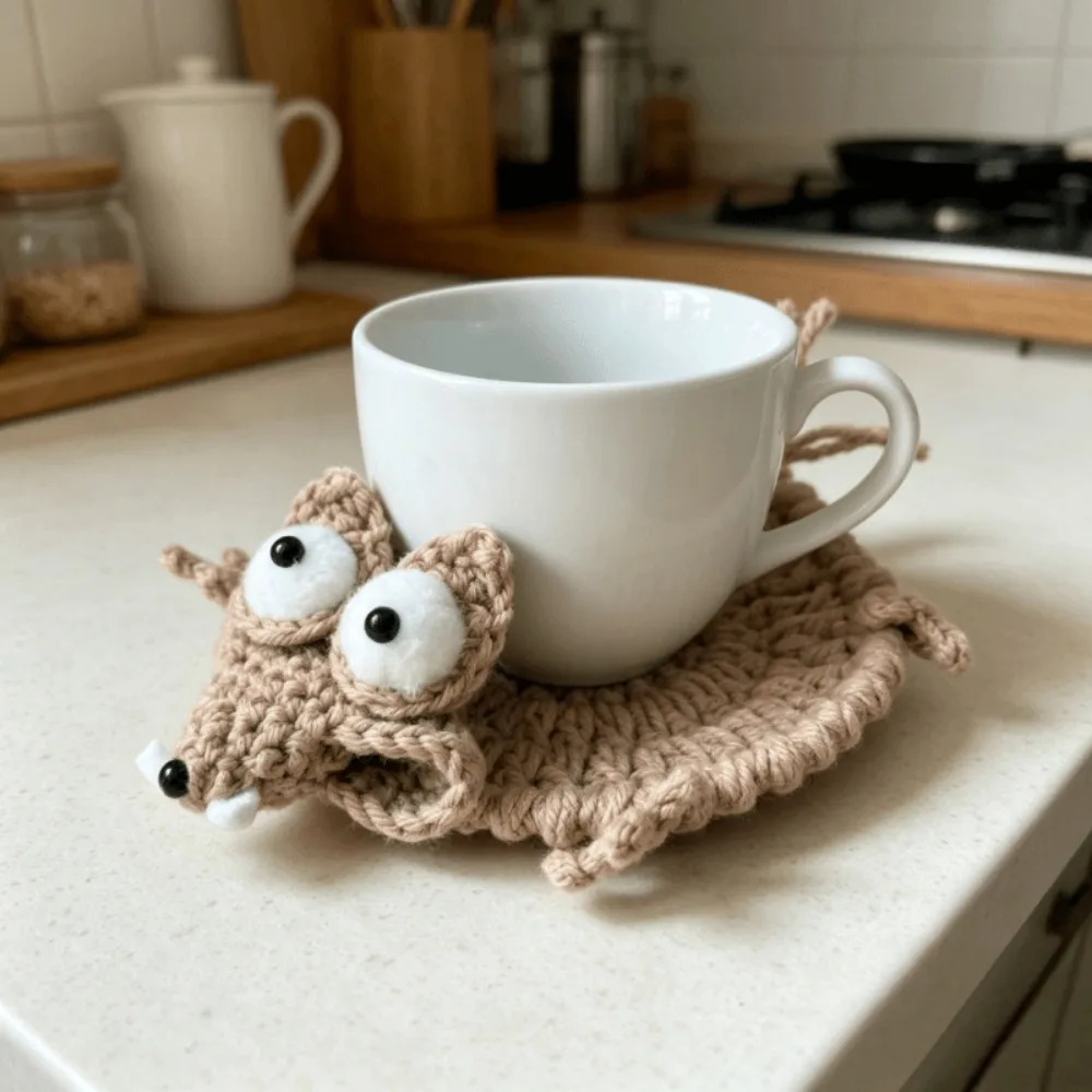 Handmade Crocheted Squirrel Coaster and Table Mat Suitable for Parties A Great Choice for Prank Gifts