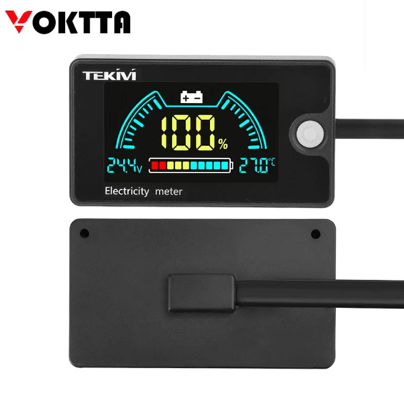 

ЖК-тестер вольтметра постоянного тока 8-100 В с дисплеем температуры, тройные/литий-железо/кислотные батареи и индикатор мощности электромобилей