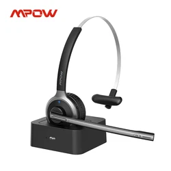 Mpow M5 Pro Bluetooth 5,0 Kopfhörer mit Mic Charging Basis Wireless Headset für PC Laptop Call-Center Büro 18H sprechen Zeit