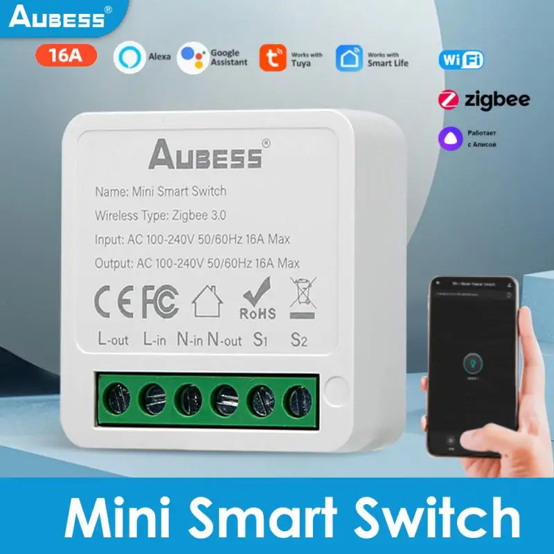 Mini Wifi Smart Switch Zigbee Light Switches 16A 2 Way Control Smart Home Breaker With Tuya Smart Life Alexa Alice Google Home