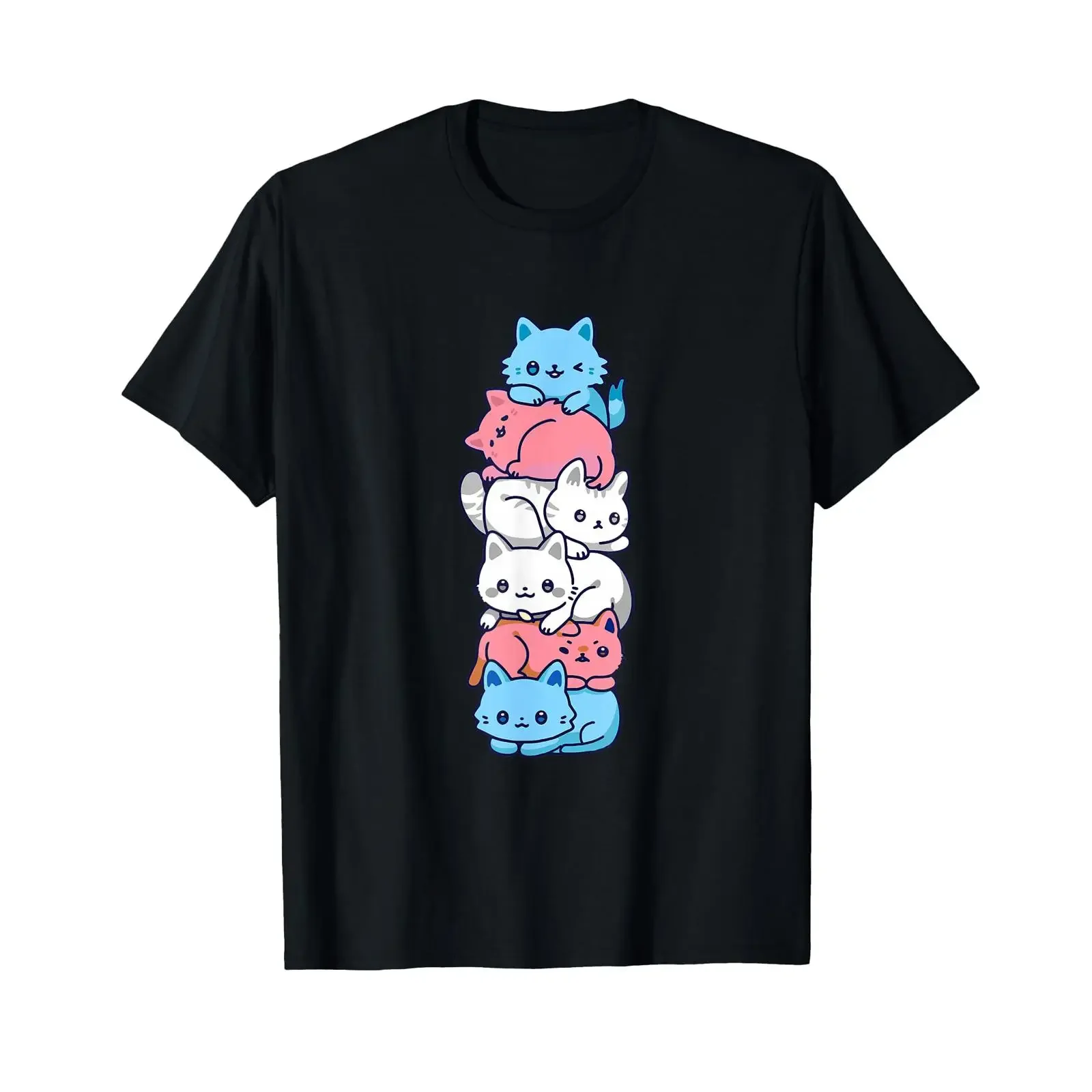 Pure Pride LGBTQ Merch Store Transgender Cat LGBT Trans Flag Cute Cats Pile s Adults T Shirt Black Small vintage Washed Casual