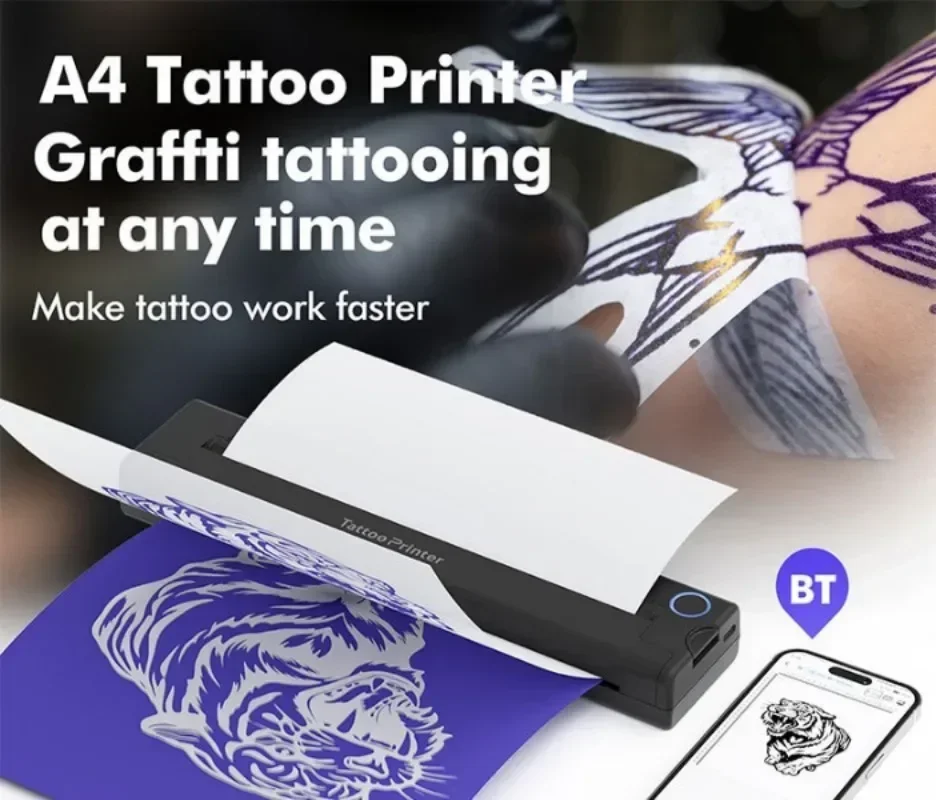 Original A4 Tattoo Thermocopier Wireless Tattoo Transfer Bluetooth Mobile&pc Printer Thermal Printer Tattoo for Machine Printing