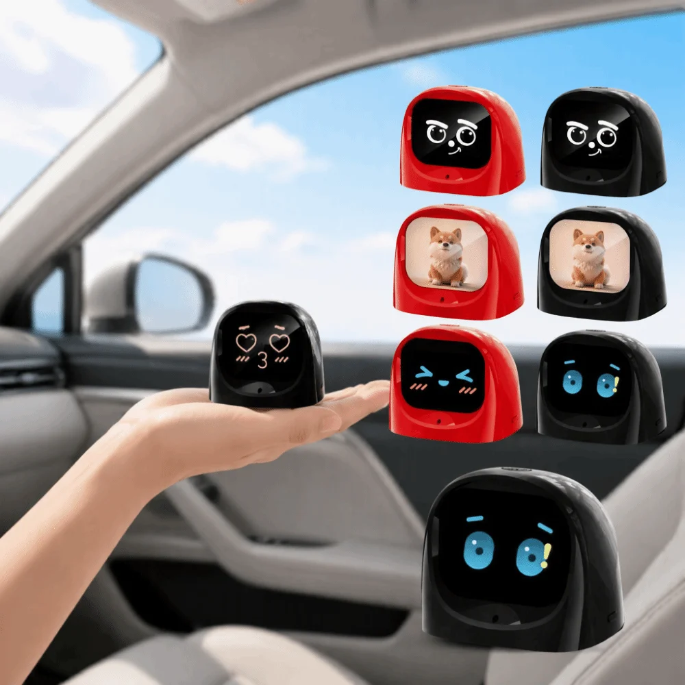 33 Languages Car AI Desktop Robot Voice Control USB Rechargeable Car Voice Chat Robot Built‑in Speaker LCD Display