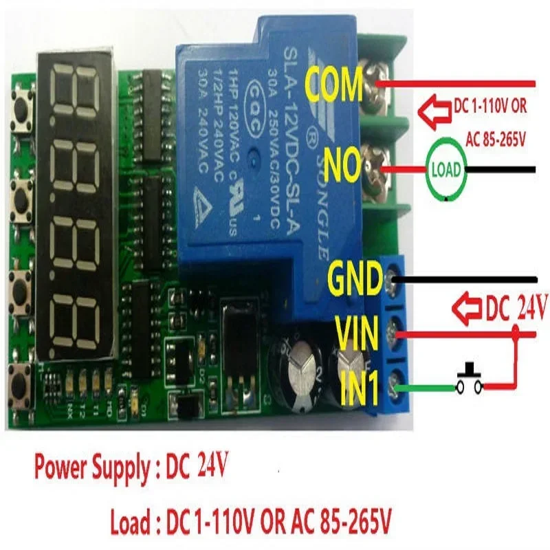 2 pces dc 24v 30a 2.5-24v alto ciclo de disparo temporizador tempo atraso relé placa de interruptor para módulo de carregamento de fonte de alimentação