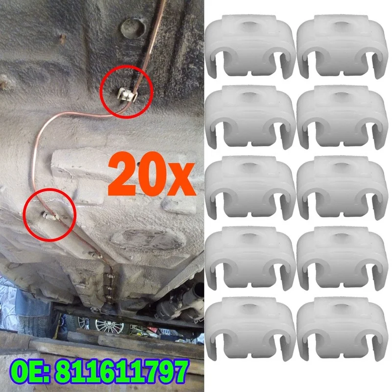 20X Car Brake Line Cable Bracket Vacuum Hose Pipe Clip Holder 811611797 For VW Passat Golf MK2 MK3 MK4 Jetta Jetta Bora Scirocco