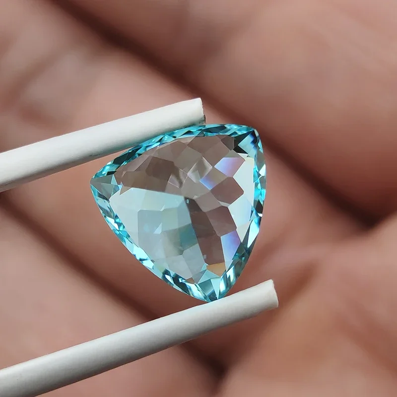 

TOP Lab Grown Paraiba Fat Triangle Shape Gemstone for DIY Advanced Jewelry Making Inlay Ring Necklace Selectable AGL Certificate