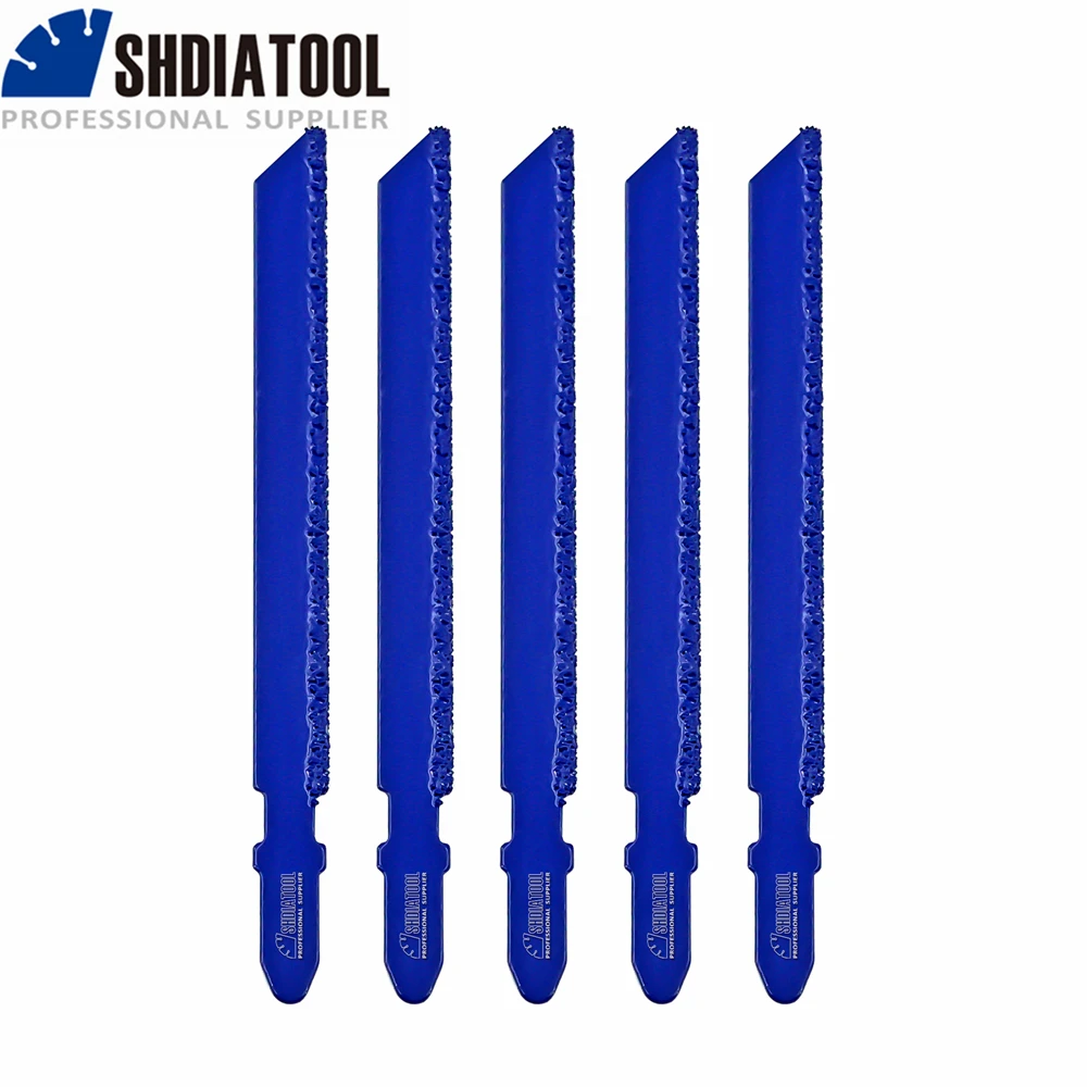 

SHDIATOOL 3pcs/5pcs Diamond Jig Saw Blades Set Cut Marble Wood Plastic Tile Ceramic Marble Curve Cutting T-Shank 100mm Length