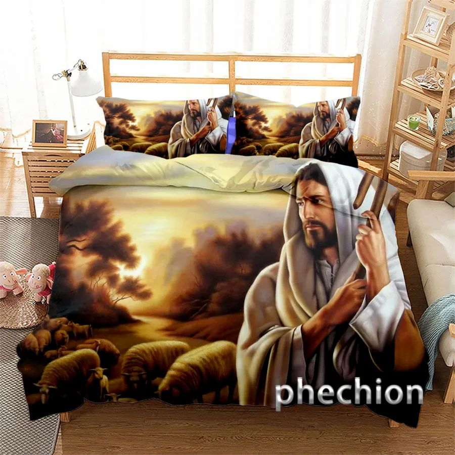 

Phechion Jesus 3D Print Bedding Set Duvet Covers Pillowcases One Piece Comforter Bedding Sets Bedclothes Bed K344