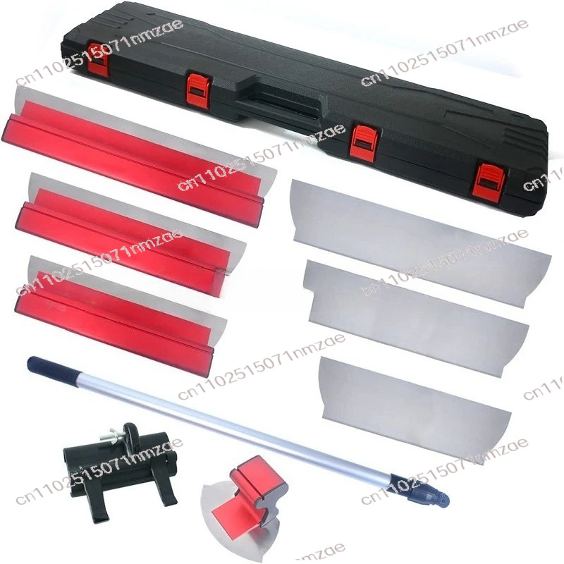 Extendable Pole Wall Scraper Smoothing Set - Stainless Steel & Plastic Putty Knife for Cement, Mortar, Gypsum, Paint Application