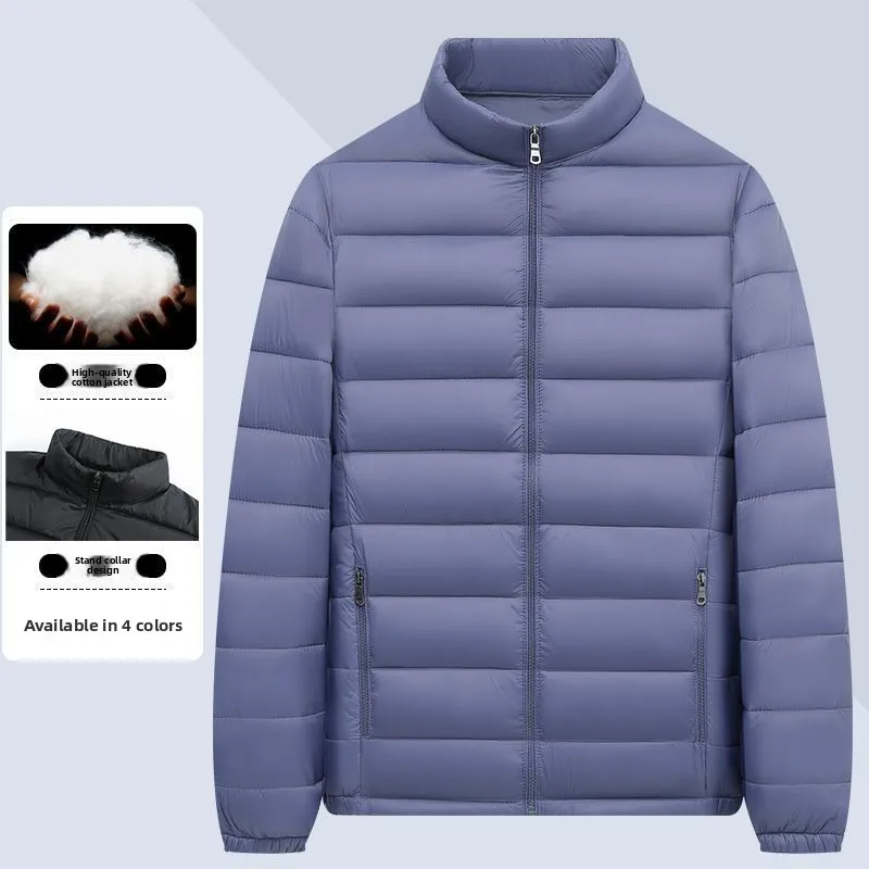 Jaet de algodón acolchado ligero para hombre, abrigo de algodón cálido con cuello levantado, ropa de trabajo con capucha, prendas de vestir exteriores para Otoño e Invierno